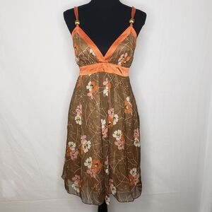 Vintage Lotta Stensson Womens Babydoll Silk Floral Dress Size 6 Y2K Fairycore